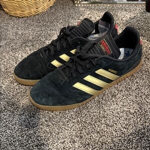 Adidas Men's Busenitz Indoor Super Black and Gold Sneakers